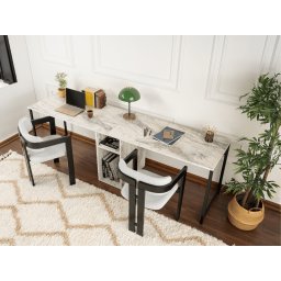 Bureau 2 personen TWINNA 240 cm marmer wit/zwart