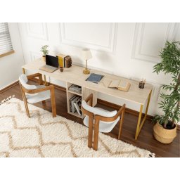 Bureau 2 personen TWINNA 240 cm travertin/goud
