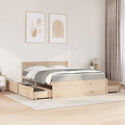 vidaXL Bed met lades en matras massief grenenhout 140x200 cm