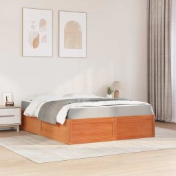 vidaXL Bed met matras massief grenenhout wasbruin 140x200 cm