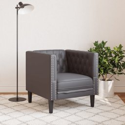vidaXL Fauteuil Chesterfield-stijl kunstleer grijs