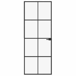 vidaXL Binnendeur 76x201,5 cm gehard glas en aluminium smal zwart