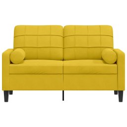 vidaXL Tweezitsbank met sierkussens 120 cm fluweel geel