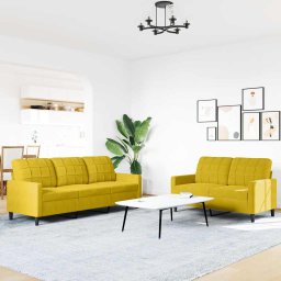 vidaXL 2-delige Loungeset met kussens fluweel geel