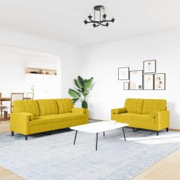 vidaXL 2-delige Loungeset met kussens en bolsters fluweel geel