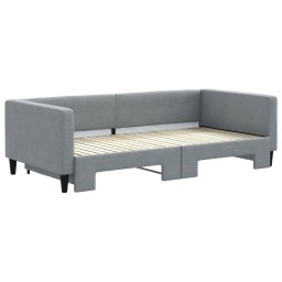 vidaXL Slaapbank met onderschuifbed 100x200 cm stof lichtgrijs