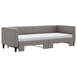 vidaXL Slaapbank met onderschuifbed en matrassen 80x200 cm stof taupe