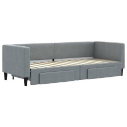 vidaXL Slaapbank met onderschuifbed en lades 80x200 cm stof lichtgrijs