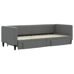 vidaXL Slaapbank onderschuifbed en lades 80x200 cm stof donkergrijs