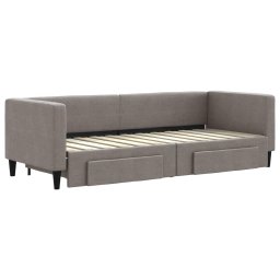 vidaXL Slaapbank met onderschuifbed en lades 80x200 cm stof taupe