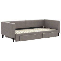 vidaXL Slaapbank met onderschuifbed en lades 90x200 cm stof taupe