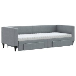 vidaXL Slaapbank met onderschuifbed en lades 80x200 cm stof lichtgrijs