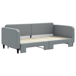 vidaXL Slaapbank met onderschuifbed 100x200 cm stof lichtgrijs