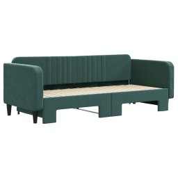 vidaXL Slaapbank met onderschuifbed 90x200 cm fluweel donkergroen