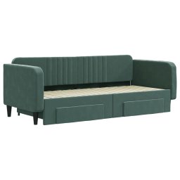 vidaXL Slaapbank onderschuifbed en lades 90x200 cm fluweel donkergroen