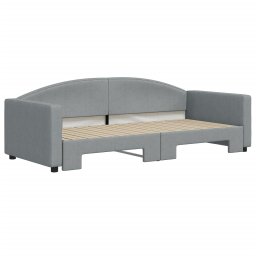 vidaXL Slaapbank met onderschuifbed 90x200 cm stof lichtgrijs