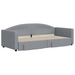vidaXL Slaapbank met onderschuifbed en lades 90x200 cm stof lichtgrijs
