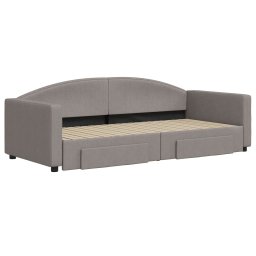 vidaXL Slaapbank met onderschuifbed en lades 90x200 cm stof taupe