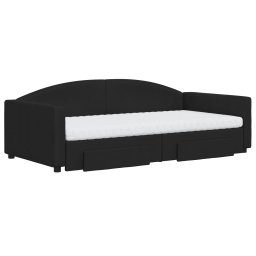 vidaXL Slaapbank met onderschuifbed en lades 100x200 cm stof zwart