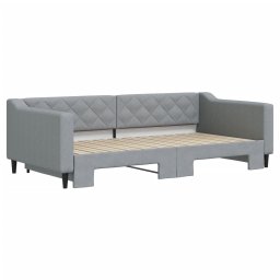 vidaXL Slaapbank met onderschuifbed 100x200 cm stof lichtgrijs