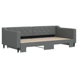 vidaXL Slaapbank met onderschuifbed 100x200 cm stof donkergrijs