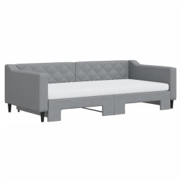 vidaXL Slaapbank onderschuifbed matrassen 100x200 cm stof lichtgrijs