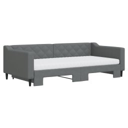 vidaXL Slaapbank onderschuifbed matrassen 100x200 cm stof donkergroen