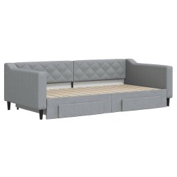 vidaXL Slaapbank onderschuifbed en lades 100x200 cm stof lichtgrijs