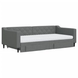 vidaXL Slaapbank onderschuifbed en lades 100x200 cm stof donkergrijs