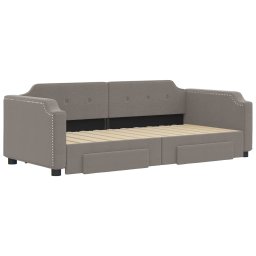 vidaXL Slaapbank met onderschuifbed en lades 90x200 cm stof taupe
