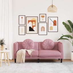 vidaXL Bank met kussens 2-zits fluweel roze