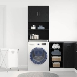 vidaXL Wasmachinekast 64x24x190 cm spaanplaat zwart eikenkleurig
