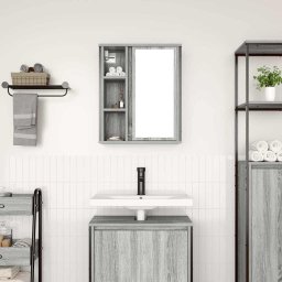 vidaXL Badkamerwandkast met spiegel 50x21x60 cm Sonoma grijs