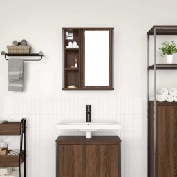 vidaXL Badkamerwandkast met spiegel 50x21x60 cm bruin eikenkleurig