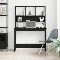 vidaXL Bureau met schappen 102x45x148 cm bewerkt hout zwart eikenkleur
