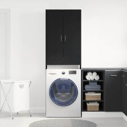 vidaXL Wasmachinekast 64x25,5x190 cm zwart eikenkleur