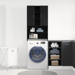 vidaXL Wasmachinekast 64x25,5x190 cm zwart eikenkleur