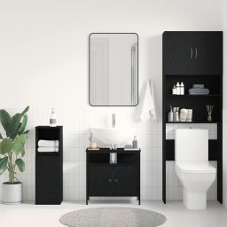 vidaXL Wastafelkast 60x30x60 cm spaanplaat zwart eikenkleurig