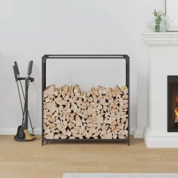 vidaXL Brandhoutrek 90x28x90 cm koudgewalst staal zwart