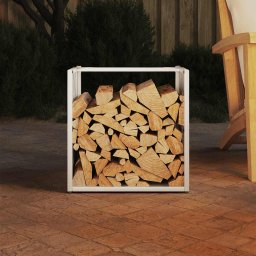vidaXL Brandhoutrek 40x40x40 cm koudgewalst staal wit