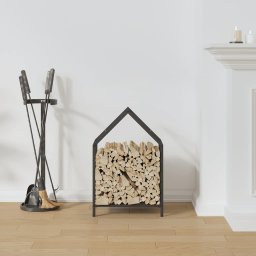 vidaXL Brandhoutrek 40x25x60 cm koudgewalst staal zwart