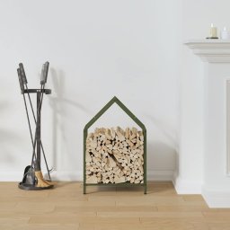 vidaXL Brandhoutrek 40x25x60 cm koudgewalst staal olijfgroen