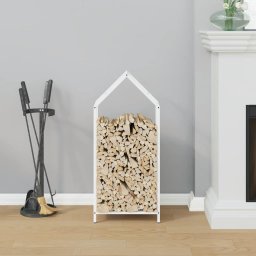 vidaXL Brandhoutrek 40x25x90 cm koudgewalst staal wit