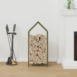 vidaXL Brandhoutrek 40x25x90 cm koudgewalst staal olijfgroen