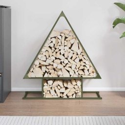 vidaXL Brandhoutrek olijfgroen 80x25x90 cm koudgewalst staal