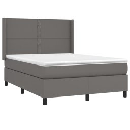 vidaXL Boxspring met matras kunstleer grijs 140x190 cm