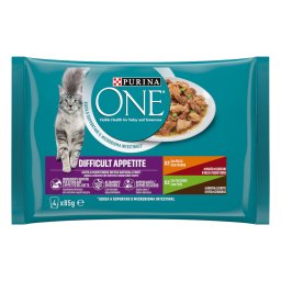 8x85g PURINA ONE Difficult Appetite Kip & Kalkoen natvoer voor katten