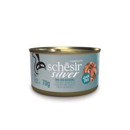 12x70g Schesir Silver Senior Tonijn Makreel natvoer voor katten