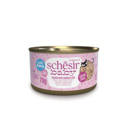 12x70g Schesir Baby Kip Kippenlever natvoer voor katten