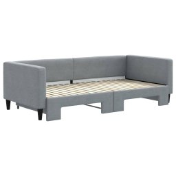 vidaXL Slaapbank met onderschuifbed 90x190 cm stof lichtgrijs